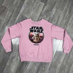 Star Wars The Mandalorian Grogu Baby Yoda Pink Crewneck Sweatshirt